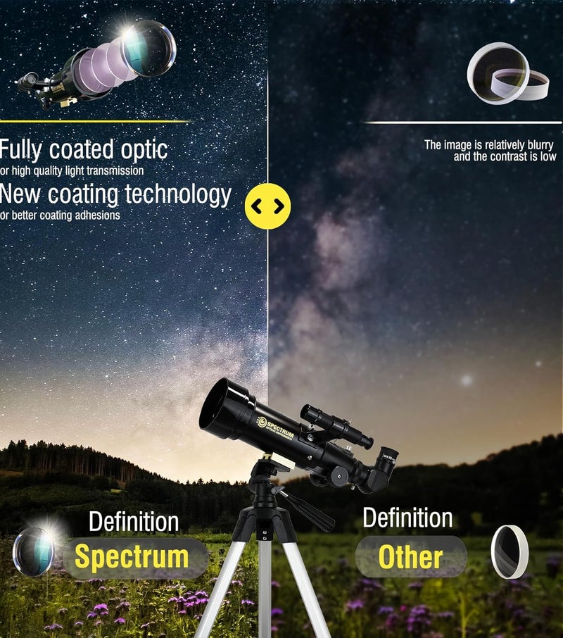 Spectrum Optical Instruments SpectrumOI Telescope for Kids, Telescope for Adults Astronomy Gifts for Kids 8-12 - Premium Refractor 70mm Aperture with Carry Bag and Phone Holder - Image 3